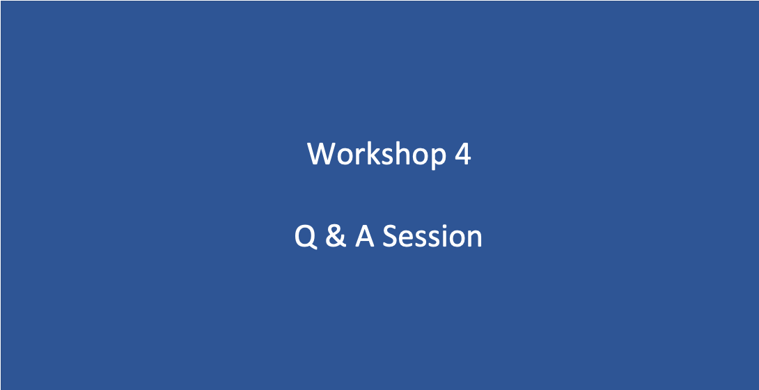 Workshop 4: Audience Q&A