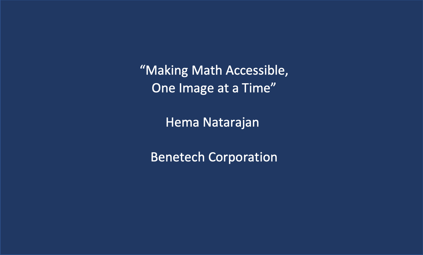 Workshop 5: Heme Natarajan, ‘Making Math Accessible, One Image at a Time’